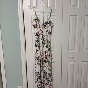 Lulus Bloom on Ivory Floral White Maxi Dress